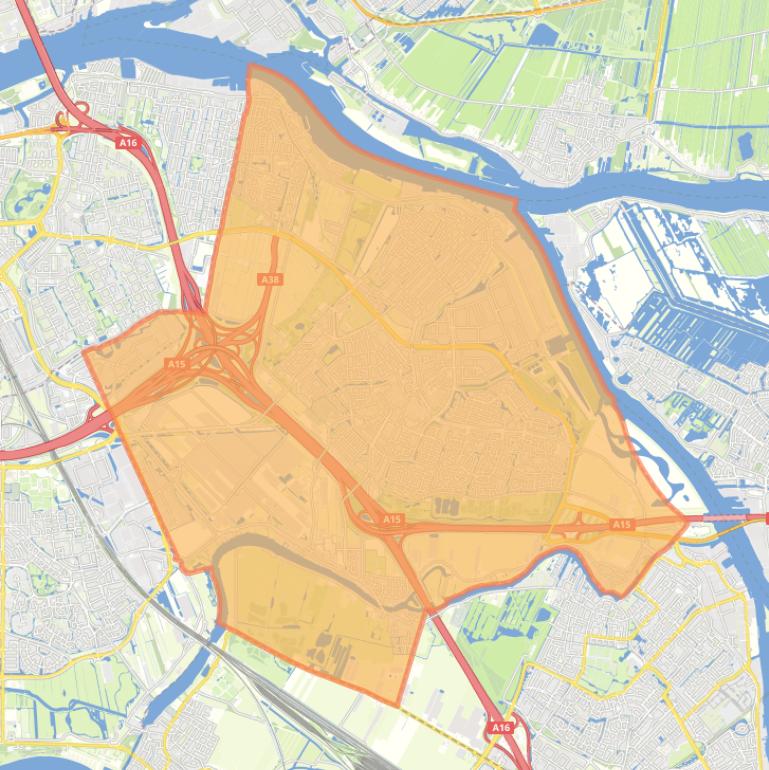 Kaart van de woonplaats Ridderkerk.