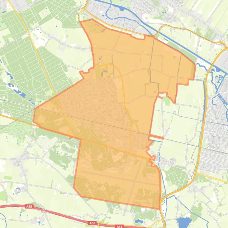 Kaart van de woonplaats Rijen.