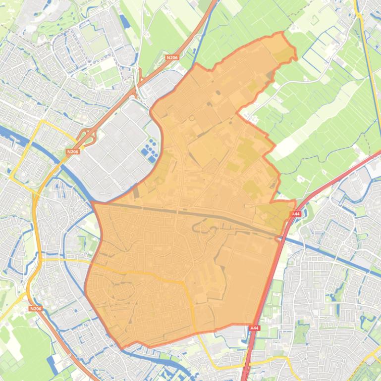 Kaart van de woonplaats Rijnsburg.