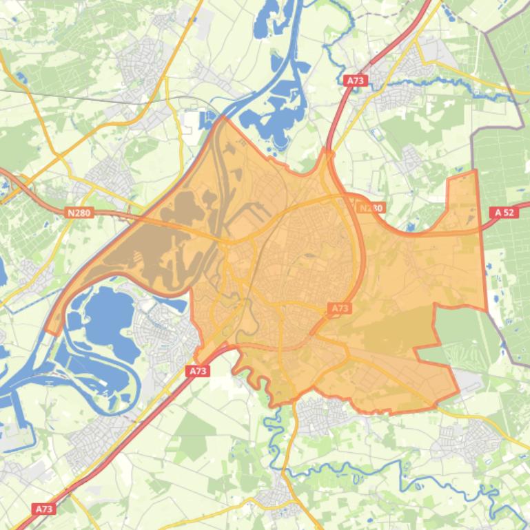 Kaart van de woonplaats Roermond.