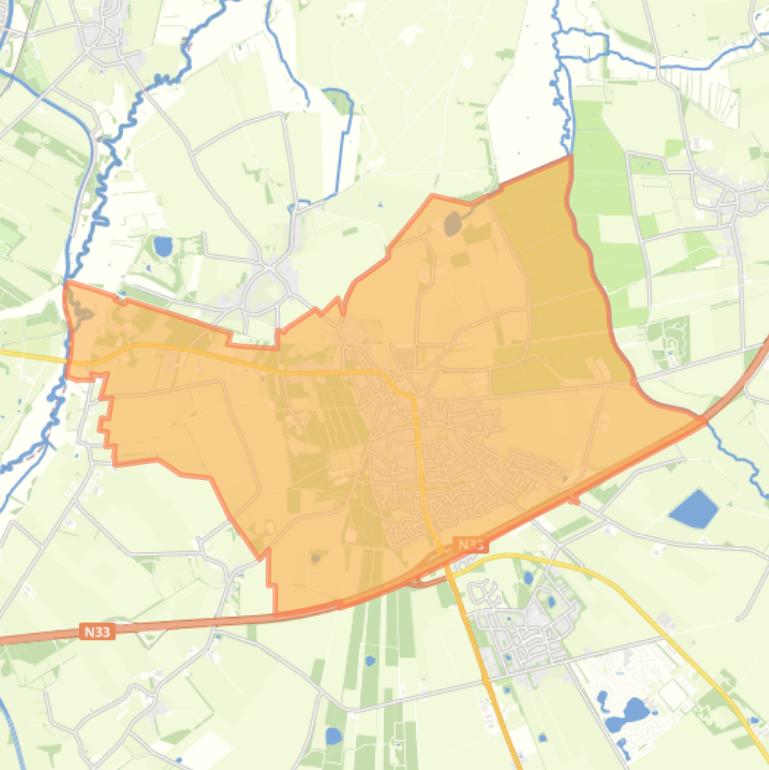 Kaart van de woonplaats Rolde.