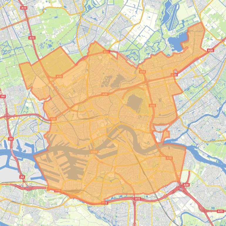 Kaart van de woonplaats Rotterdam.