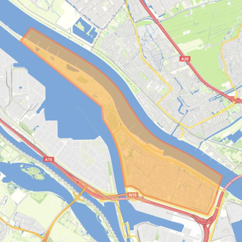 Kaart van de woonplaats Rozenburg.