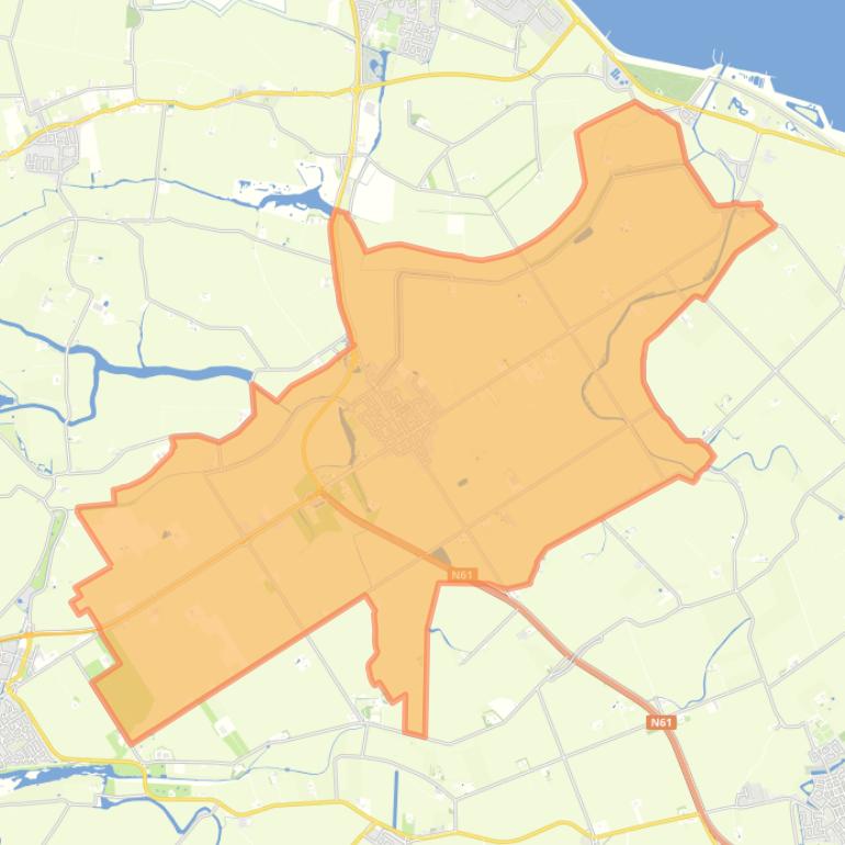 Kaart van de woonplaats Schoondijke.