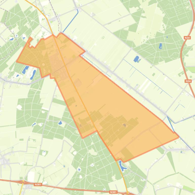 Kaart van de woonplaats Schoonoord.