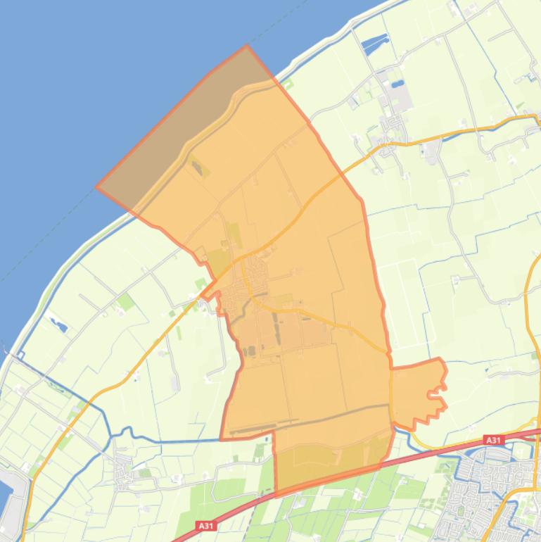 Kaart van de woonplaats Sexbierum.