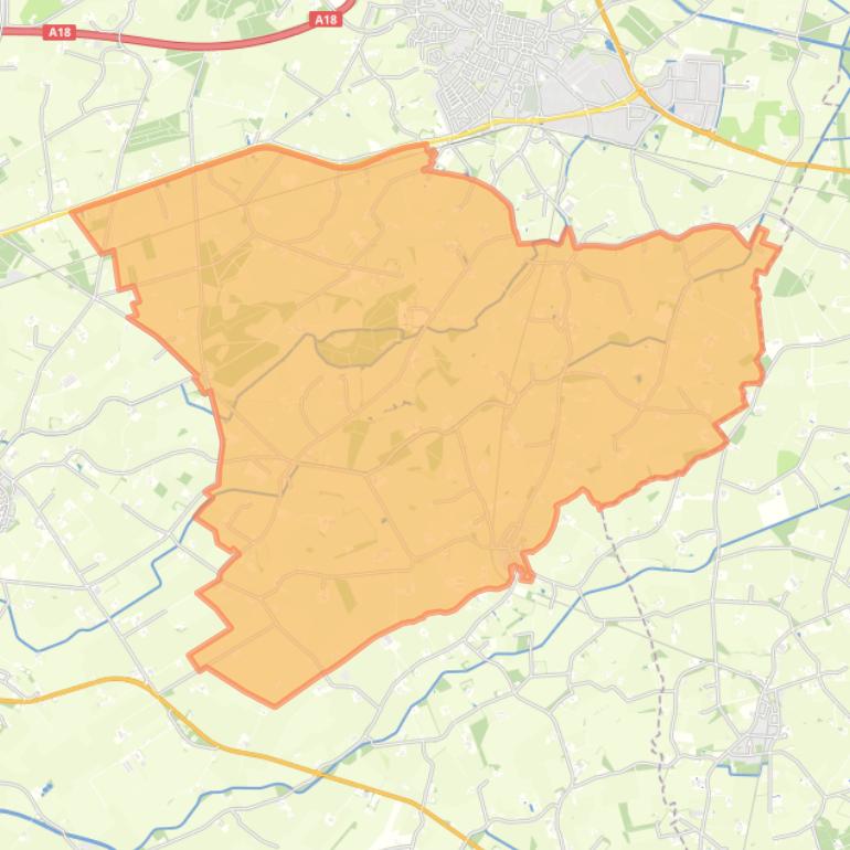 Kaart van de woonplaats Sinderen.