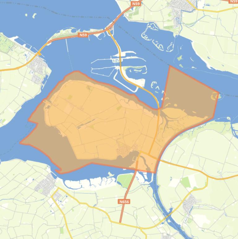 Kaart van de woonplaats Sint Philipsland.