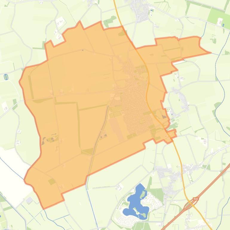 Kaart van de woonplaats Sleen.