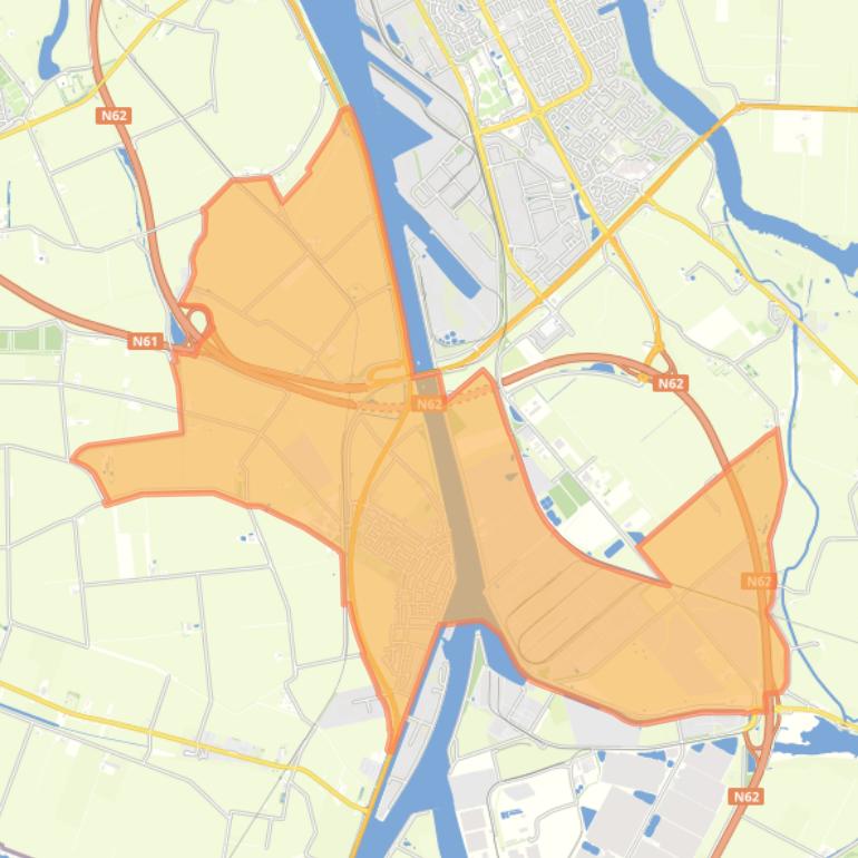 Kaart van de woonplaats Sluiskil.