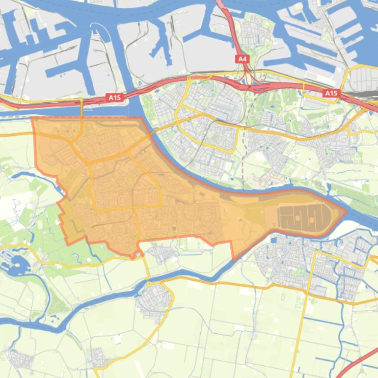 Kaart van de woonplaats Spijkenisse.