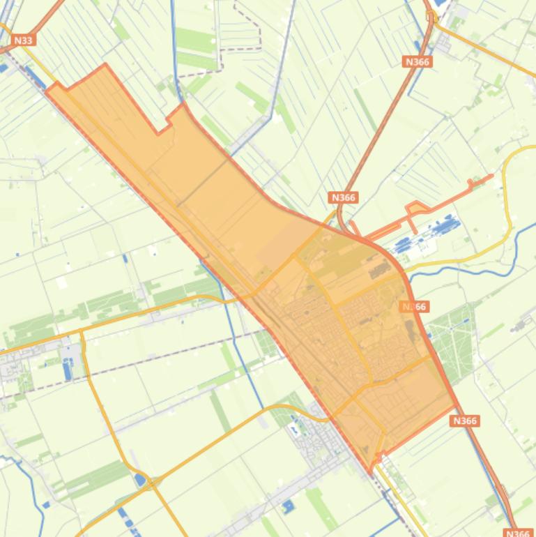 Kaart van de woonplaats Stadskanaal.