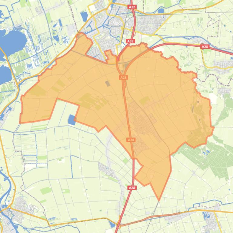 Kaart van de woonplaats Staphorst.