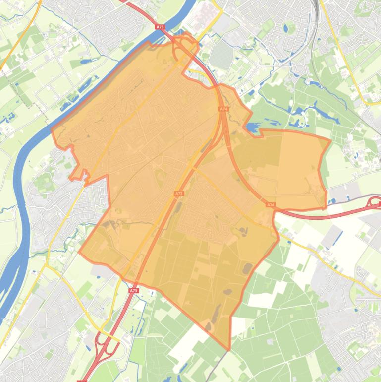 Kaart van de woonplaats Tegelen.