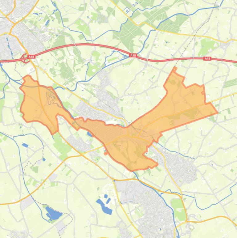 Kaart van de woonplaats Terborg.