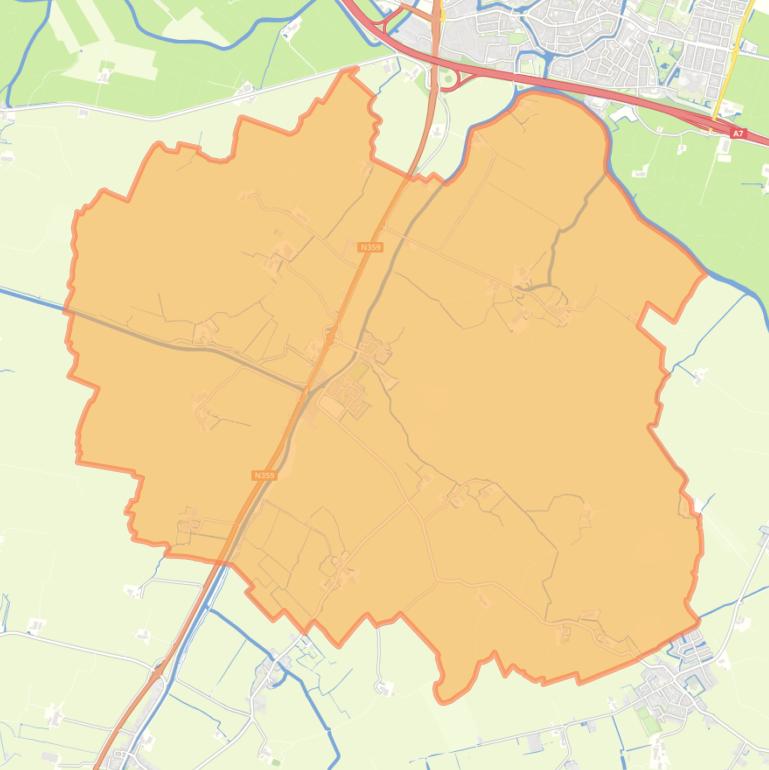 Kaart van de woonplaats Tjerkwerd.