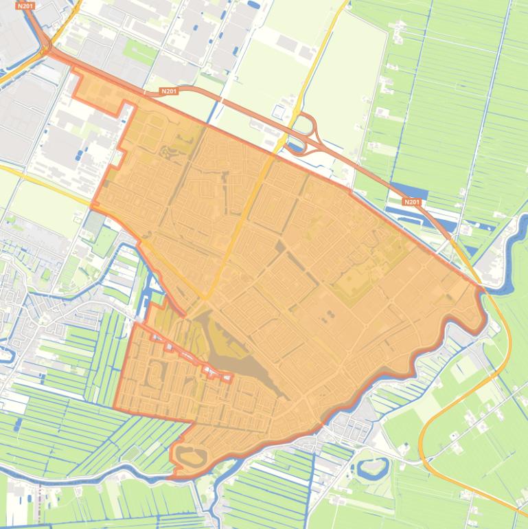 Kaart van de woonplaats Uithoorn.