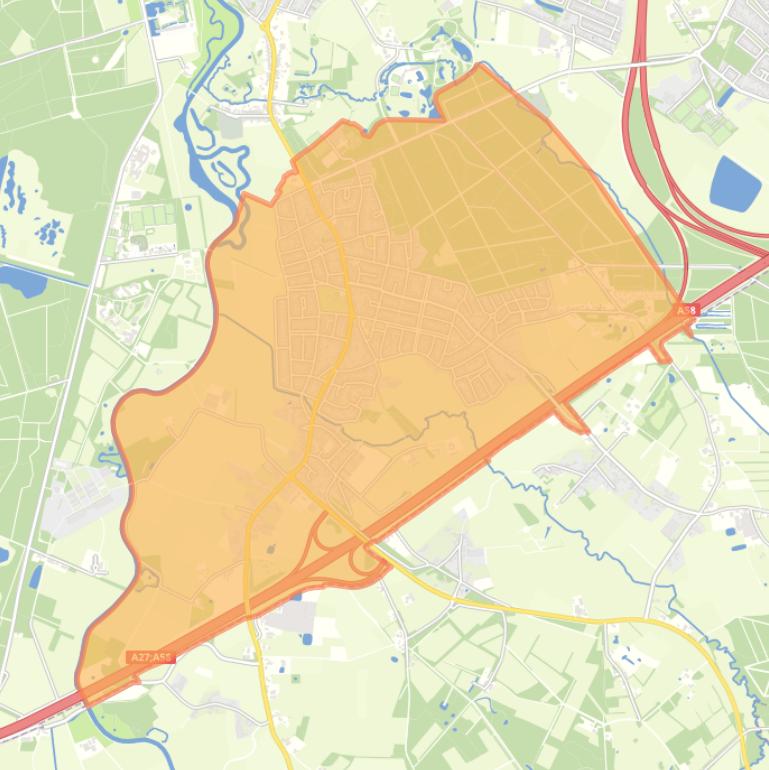 Kaart van de woonplaats Ulvenhout.