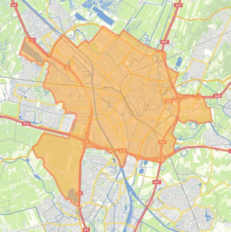 Kaart van de woonplaats Utrecht.