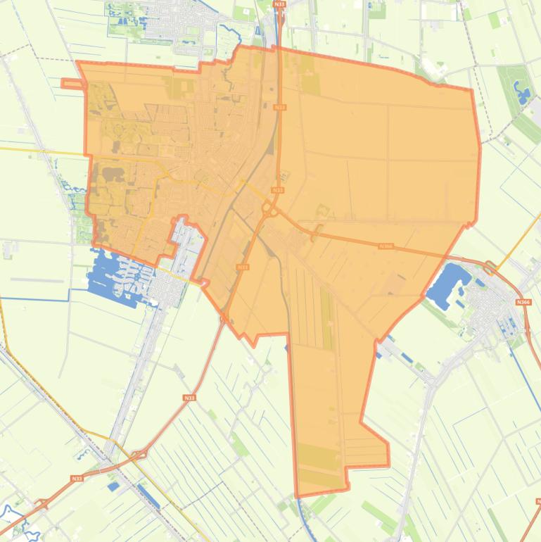 Kaart van de woonplaats Veendam.