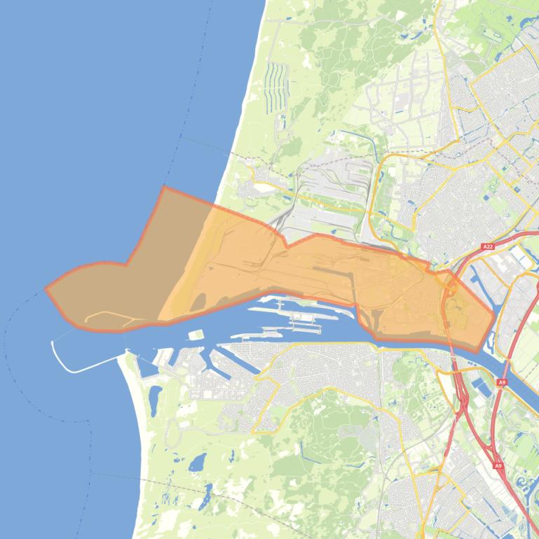 Kaart van de woonplaats Velsen-Noord.