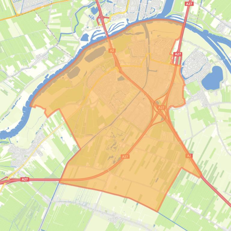 Kaart van de woonplaats Vianen.