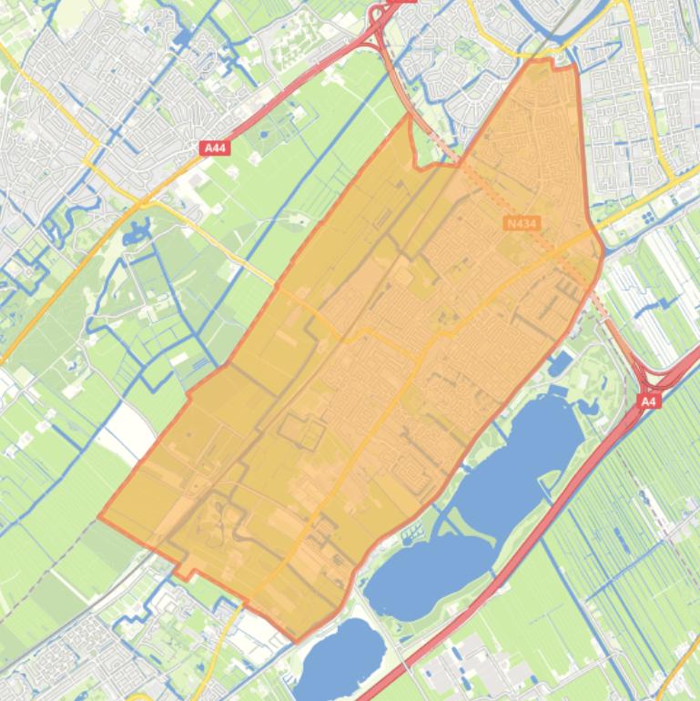 Kaart van de woonplaats Voorschoten.