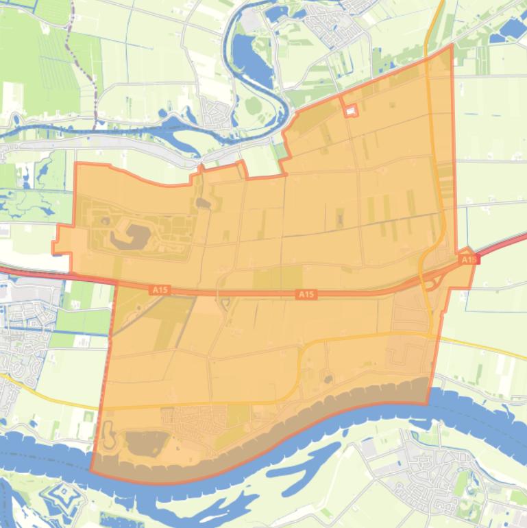 Kaart van de woonplaats Vuren.