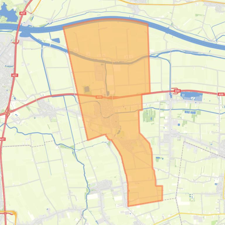 Kaart van de woonplaats Waspik.