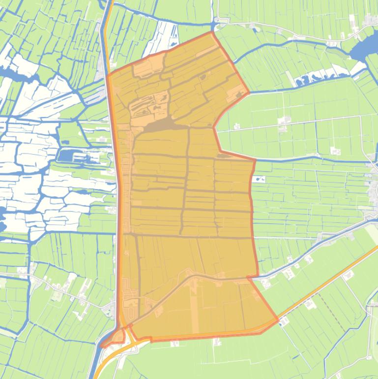 Kaart van de woonplaats Watergang.