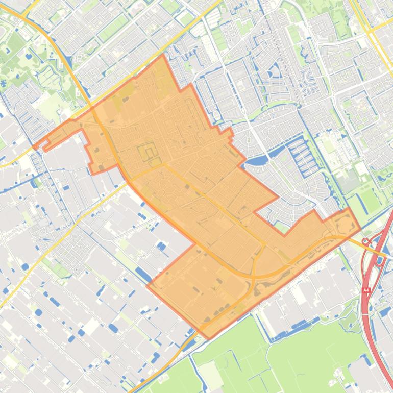 Kaart van de woonplaats Wateringen.