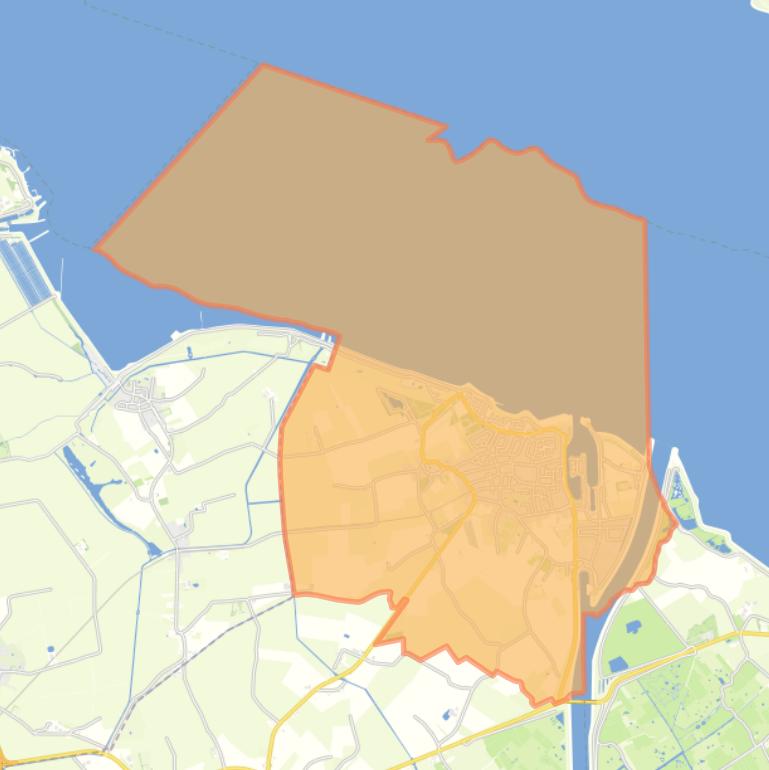 Kaart van de woonplaats Wemeldinge.