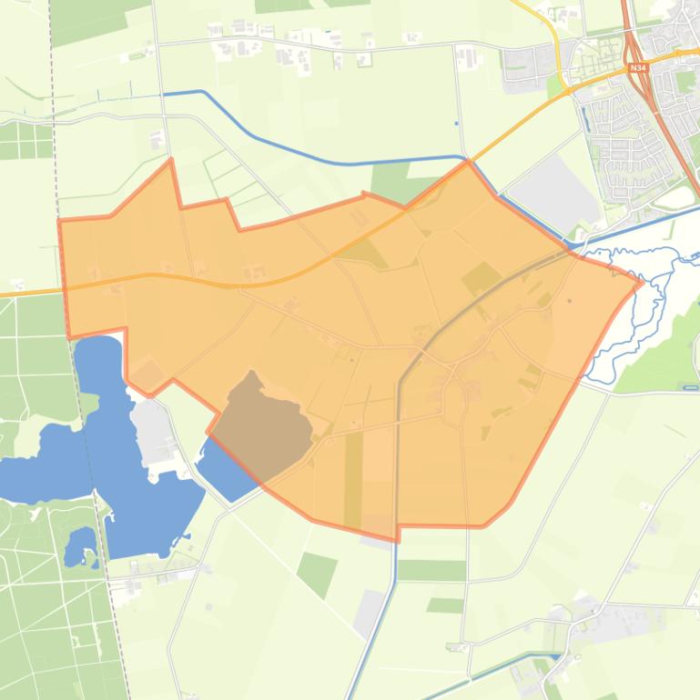 Kaart van de woonplaats Westdorp.