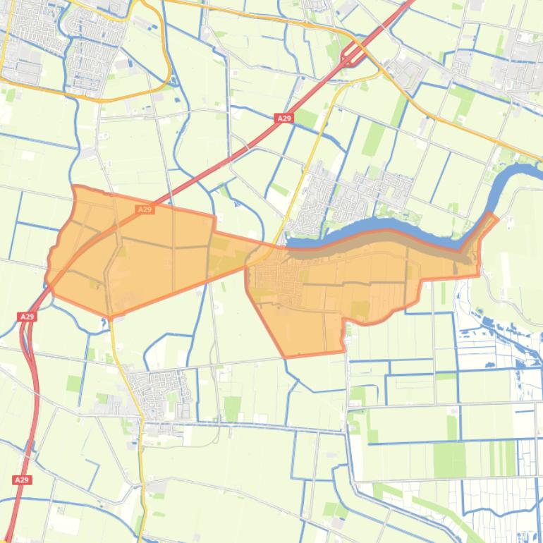 Kaart van de woonplaats Westmaas.