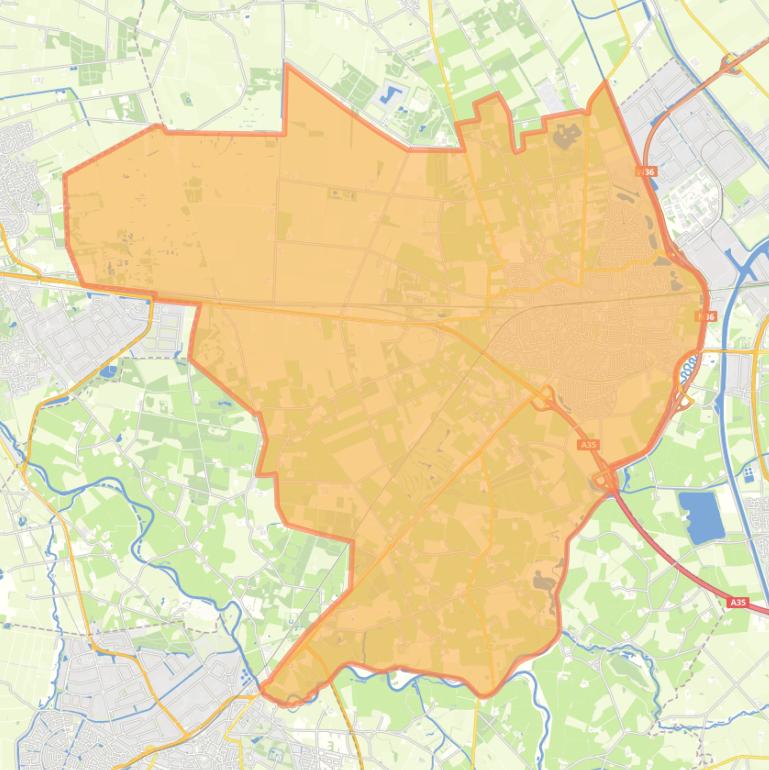 Kaart van de woonplaats Wierden.