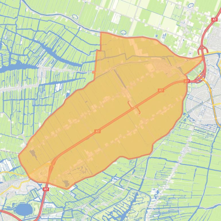 Kaart van de woonplaats Wijdewormer.