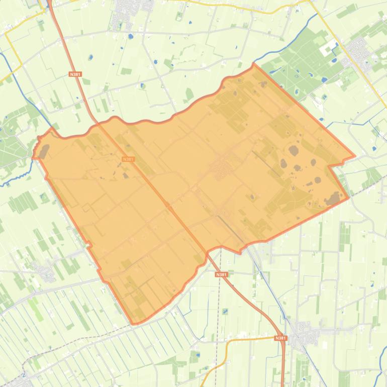 Kaart van de woonplaats Wijnjewoude.