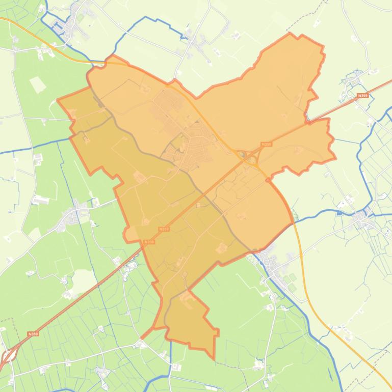 Kaart van de woonplaats Winsum.