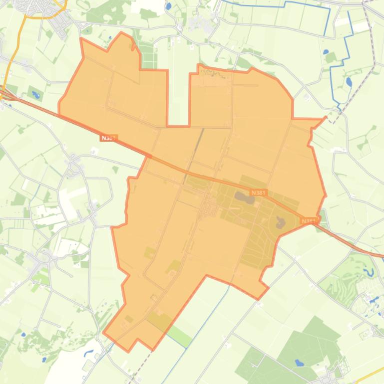 Kaart van de woonplaats Witteveen.