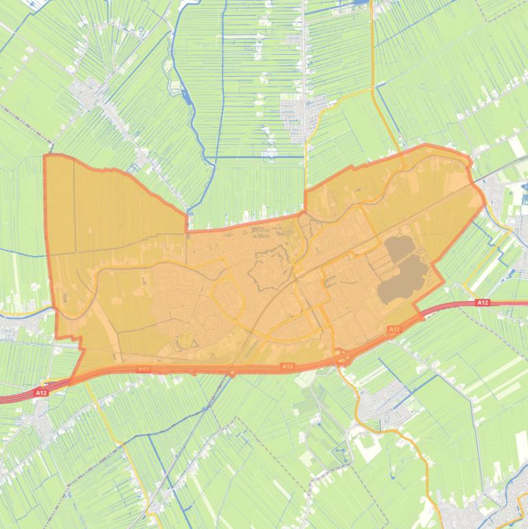 Kaart van de woonplaats Woerden.