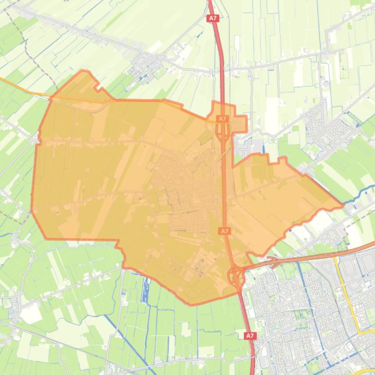 Kaart van de woonplaats Wognum.