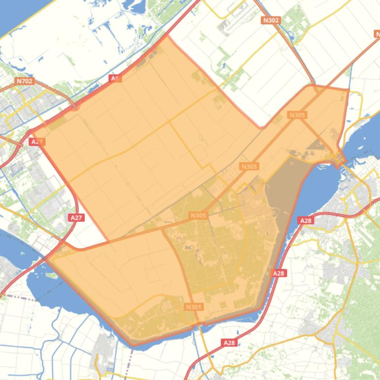 Kaart van de woonplaats Zeewolde.