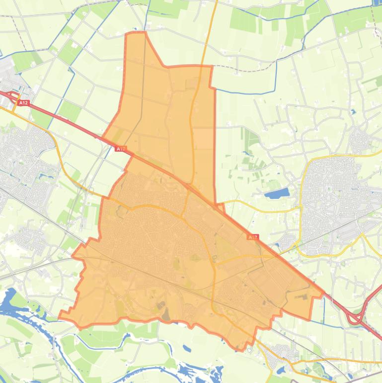 Kaart van de woonplaats Zevenaar.