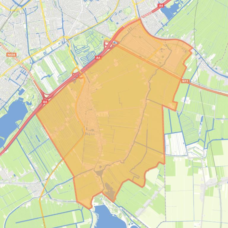 Kaart van de woonplaats Zoeterwoude.