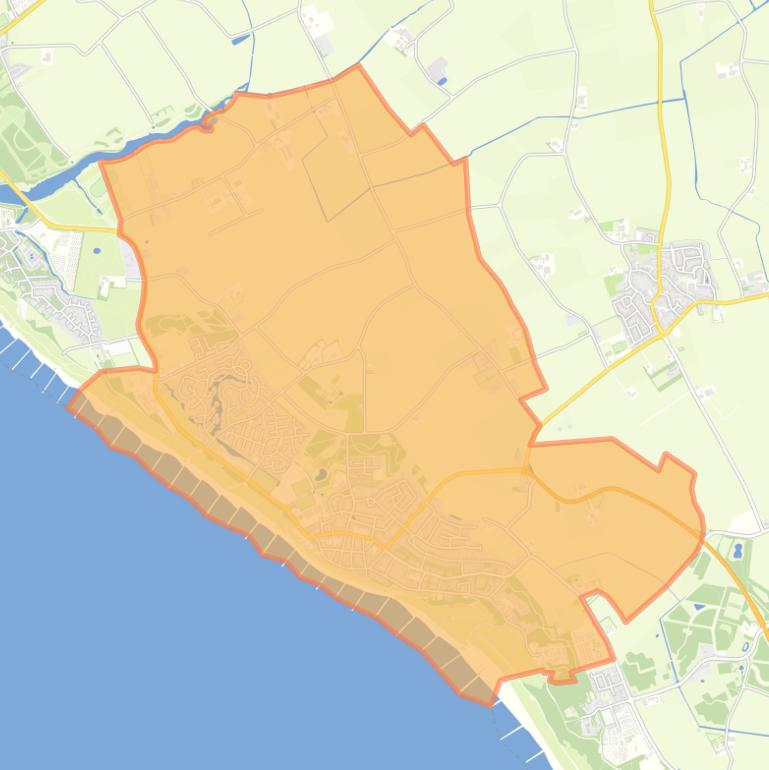 Kaart van de woonplaats Zoutelande.