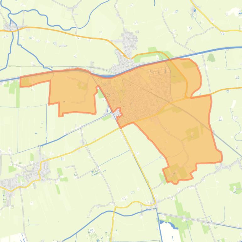 Kaart van de woonplaats Zuidhorn.