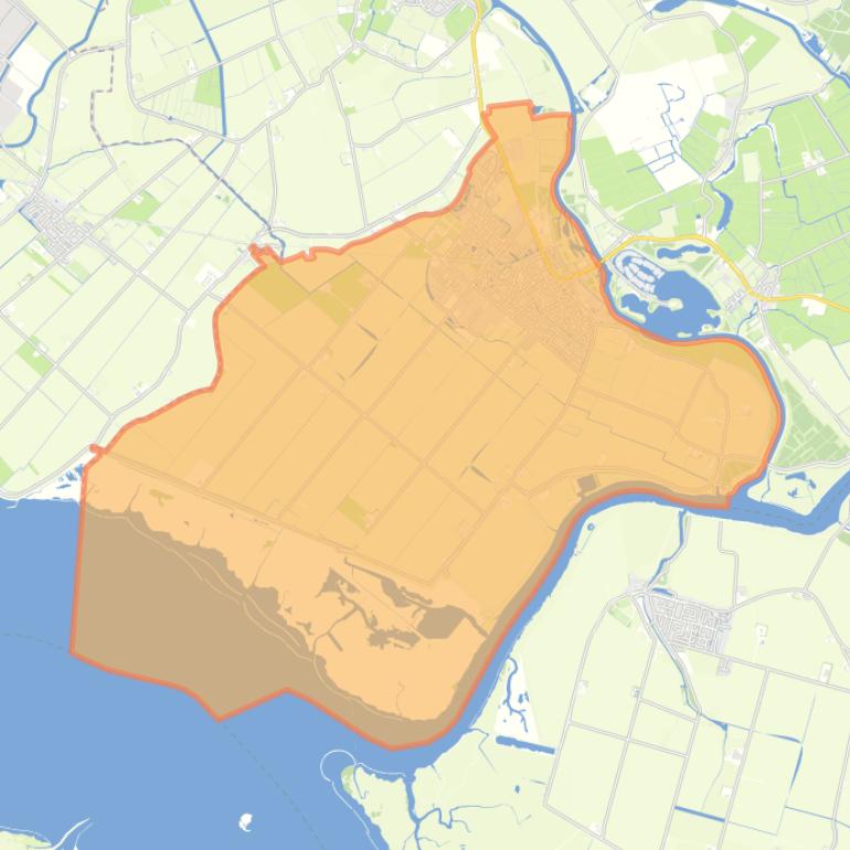 Kaart van de woonplaats Zuidland.