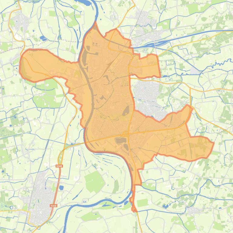 Kaart van de woonplaats Zutphen.