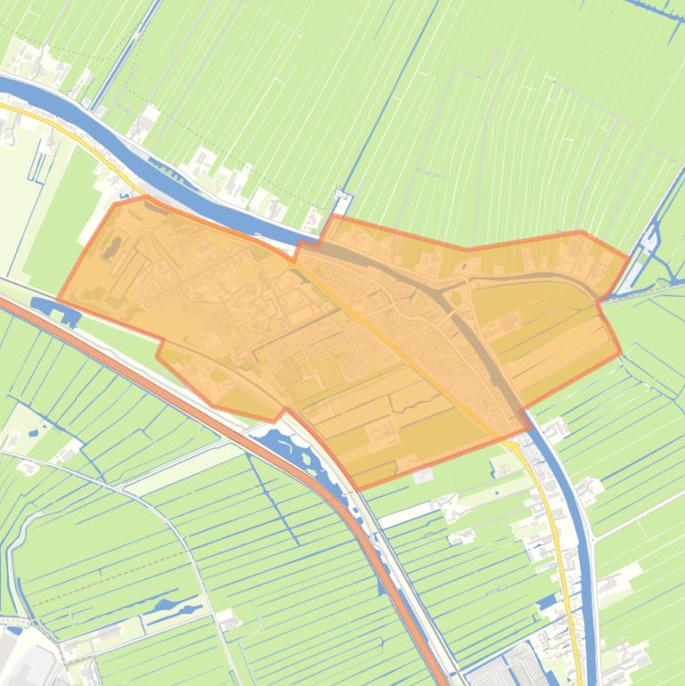 Kaart van de woonplaats Zwammerdam.