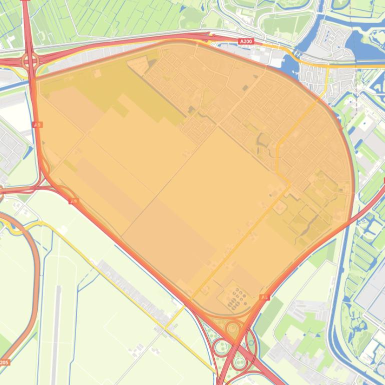 Kaart van de woonplaats Zwanenburg.